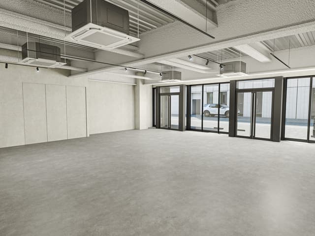 個室_フロア内にはエアコンやライティングレール、トイレなどの設備が備え付けられています。