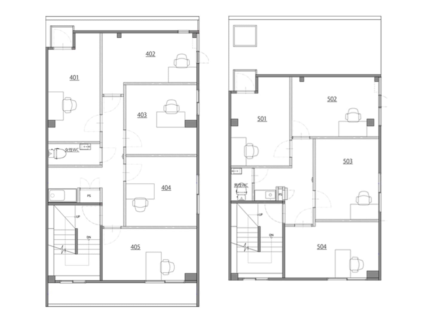 フロア図(4-5階)。
