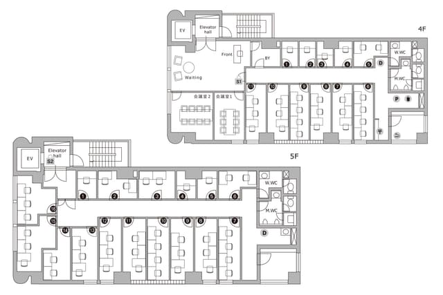 4,5階のフロア図。