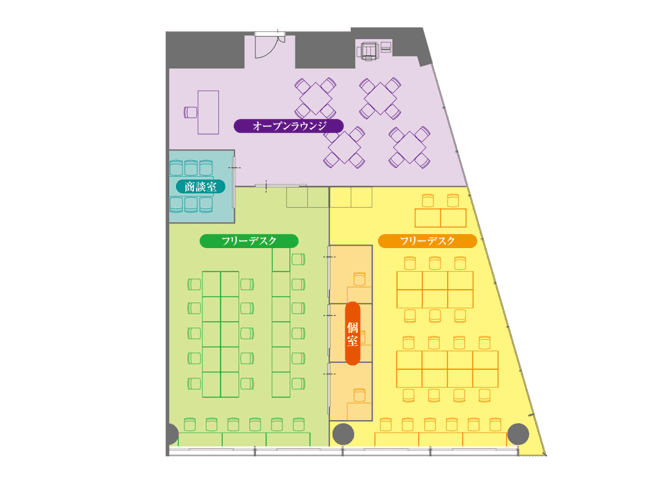 その他_フロアマップ。ビル4階、施設内のフロア案内図です。