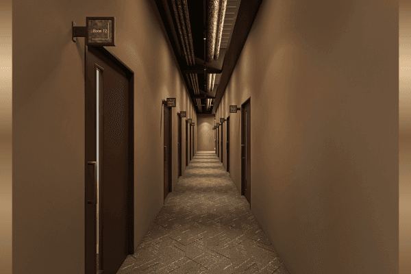 共有部_廊下。個室オフィスは施錠可能となっています。※画像はイメージです。