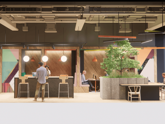 共用部_1階シェアフロア。ちょっとした打合せや、気分転換にお一人で作業することもできます。