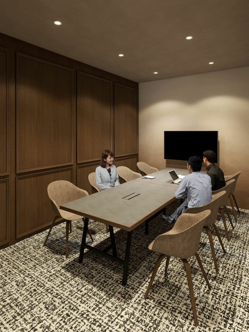 共有部_会議室。来客対応や打ち合わせ、大切な商談におすすめです(有料)。※画像はイメージです。