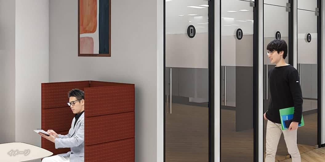 共有部_ビジネスラウンジ。気分を変えて作業することも可能です。※画像はイメージです。©Regus