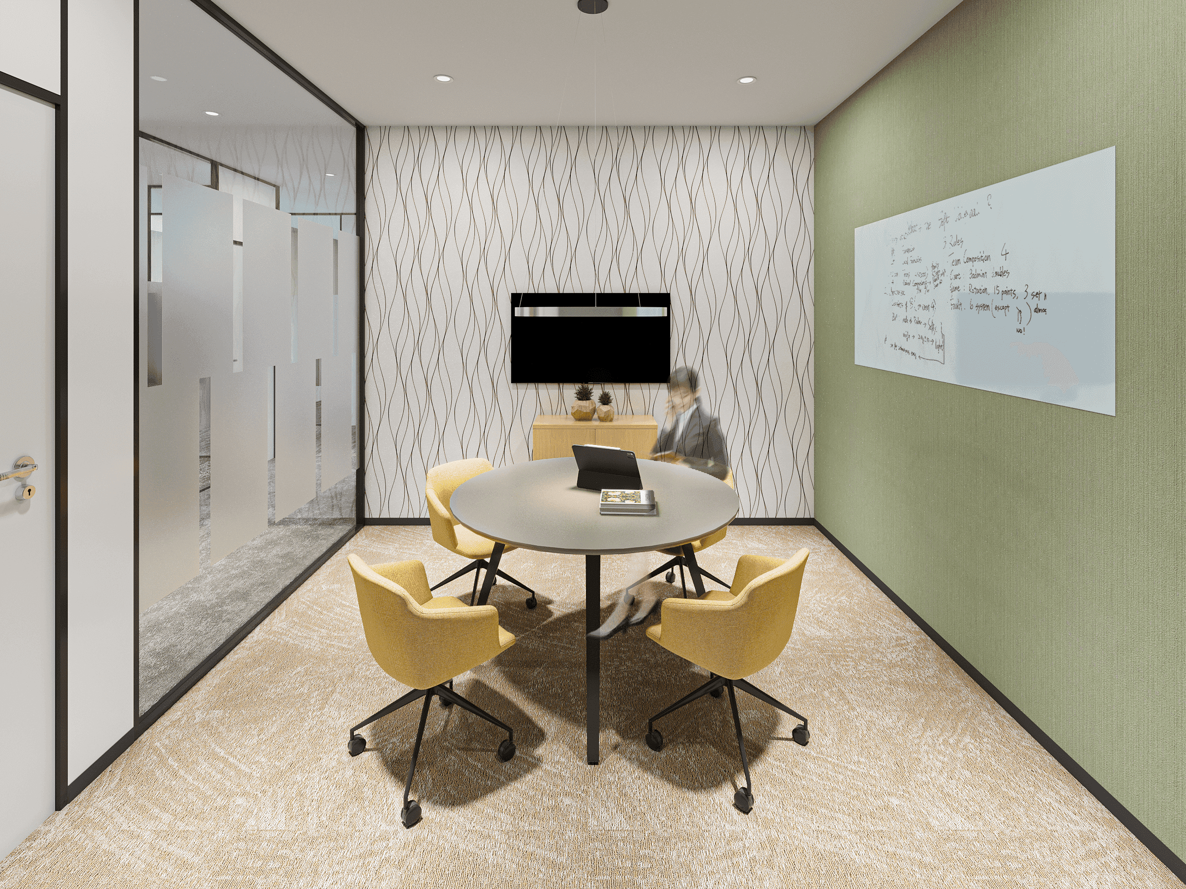 共有部_会議室。壁にはホワイトボードも設置されています。※画像はイメージです。©Regus