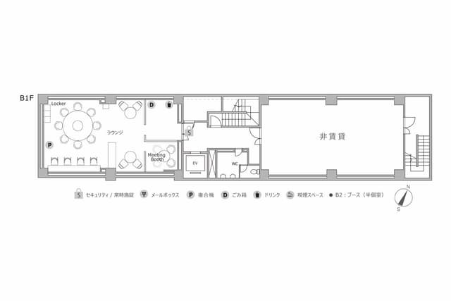 B1Fのフロア図。