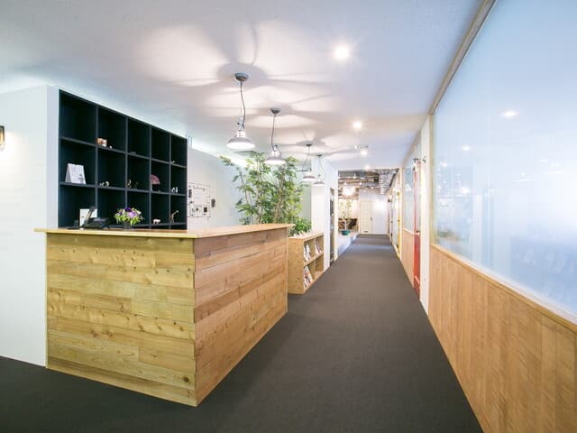 その他_廊下。木材や緑が取り入れられ、リラックスした雰囲気を演出しています。