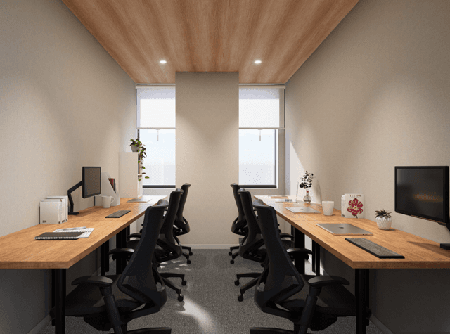 6名用個室(机・椅子付):窓が分割されている居室になります。