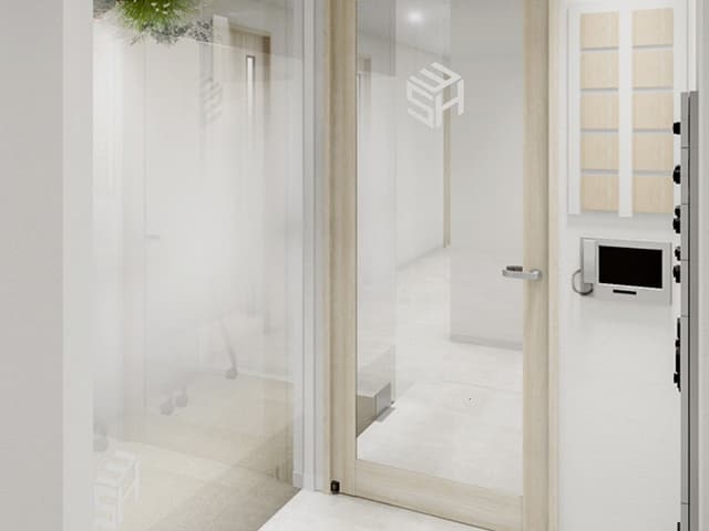 外観_エントランス。ゲストを招待することも可能なため、面接や商談などの際にもご利用いただけます。