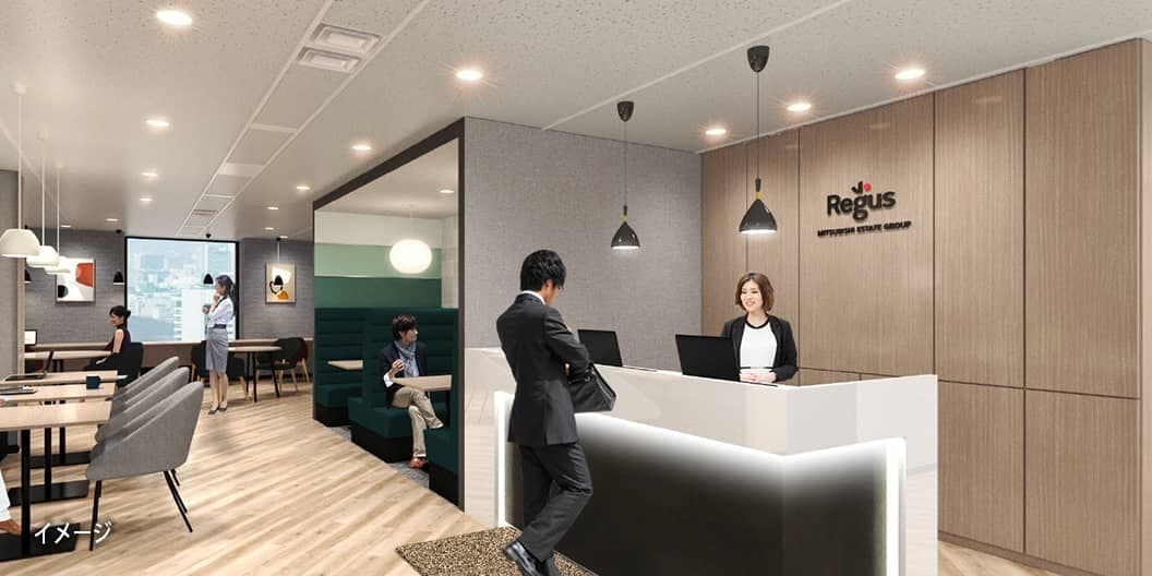 外観_受付。営業時間内はスタッフが常駐しています。郵便/宅配の受け取りと仕分け、秘書、電話取り次ぎサービスも利用可能です。※画像はイメージです。©Regus