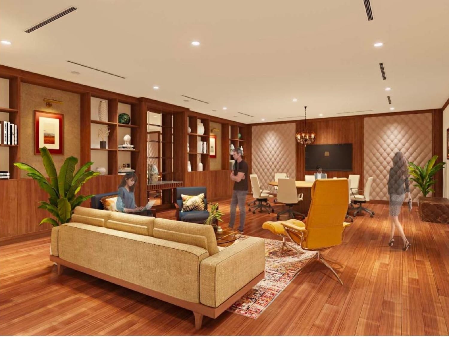 共用部_ドローイングルーム。電話や私語が禁止されており、静かな空間で読書などが楽しめるエリアです。