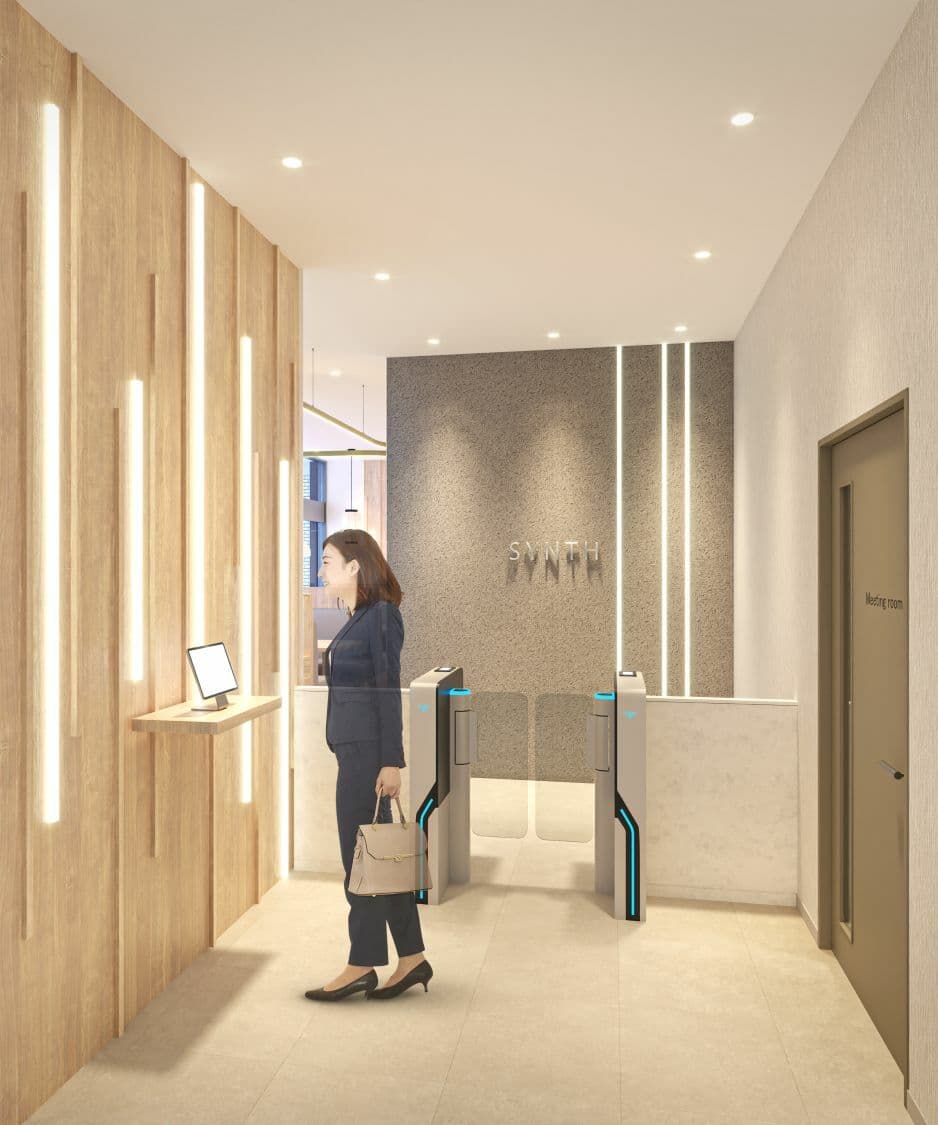 外観_受付。AIアバターによる遠隔接客を導入しています。※画像はイメージです。