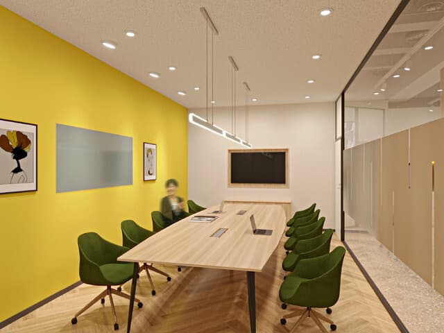 共用部_ミーティングルーム。1階の共用施設として会議室が利用できます。