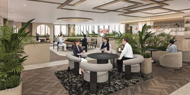 共有部_ビジネスラウンジ。開放感のあるスペースになっています。※画像はイメージです。©Regus