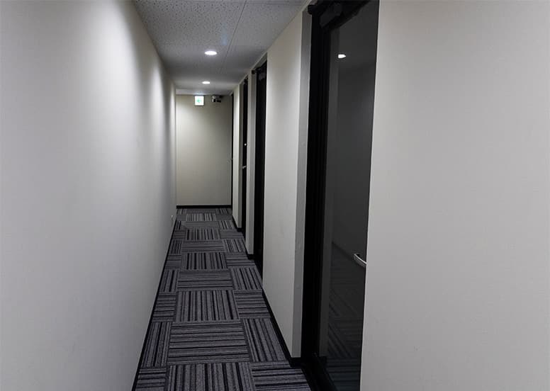 共用部_廊下。防犯カメラが設置されており、セキュリティ面で安心してご利用いただけます。