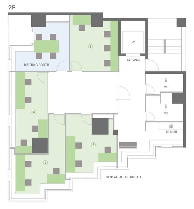 オフィスマップ_2階フロアのマップです。