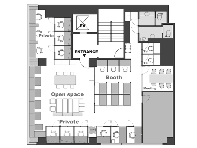 その他_フロアマップ。オフィス全体のフロア案内図です。