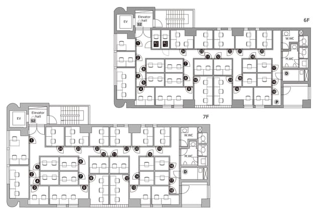 6,7階のフロア図。
