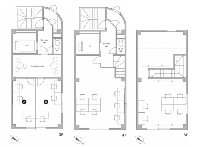 その他_フロアマップ。3F~5Fのフロア案内図です。