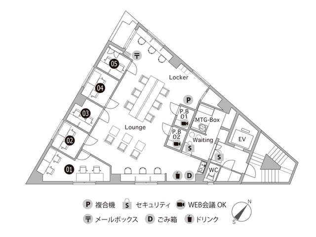 その他_フロアマップ。オフィスのあるビル5階のフロア案内図です。