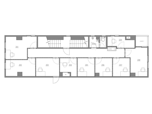2階フロア図_3階には女子トイレもあります。
