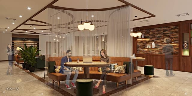 共有部_ラウンジ。仕事中のリフレッシュや来客などにも利用可能です。※画像はイメージです。©Regus