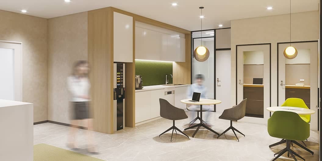 共有部_ラウンジ。Wi-Fi完備ですぐにビジネスをスタートできます。※画像はイメージです。©Regus