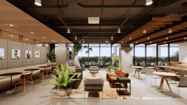 共有部_ラウンジ。広くて開放的なラウンジです。※写真はイメージです。© WeWork