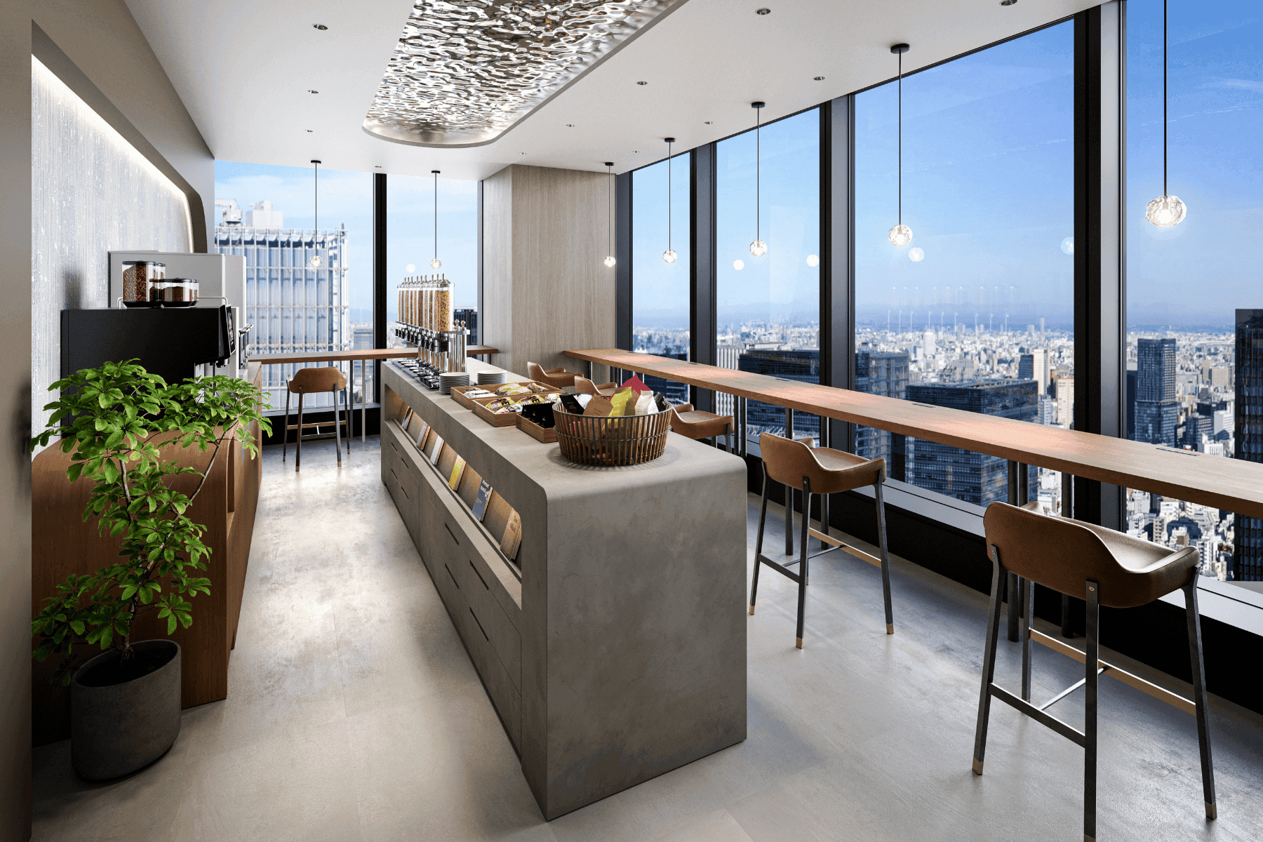 ラウンジ_ちょっとした商談から息抜きまで、東京の街を見下ろしながら過ごしていただけます。