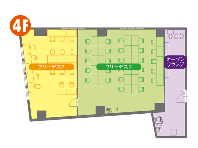 その他_4Fフロアマップ。オフィス4階のフロア案内図です。