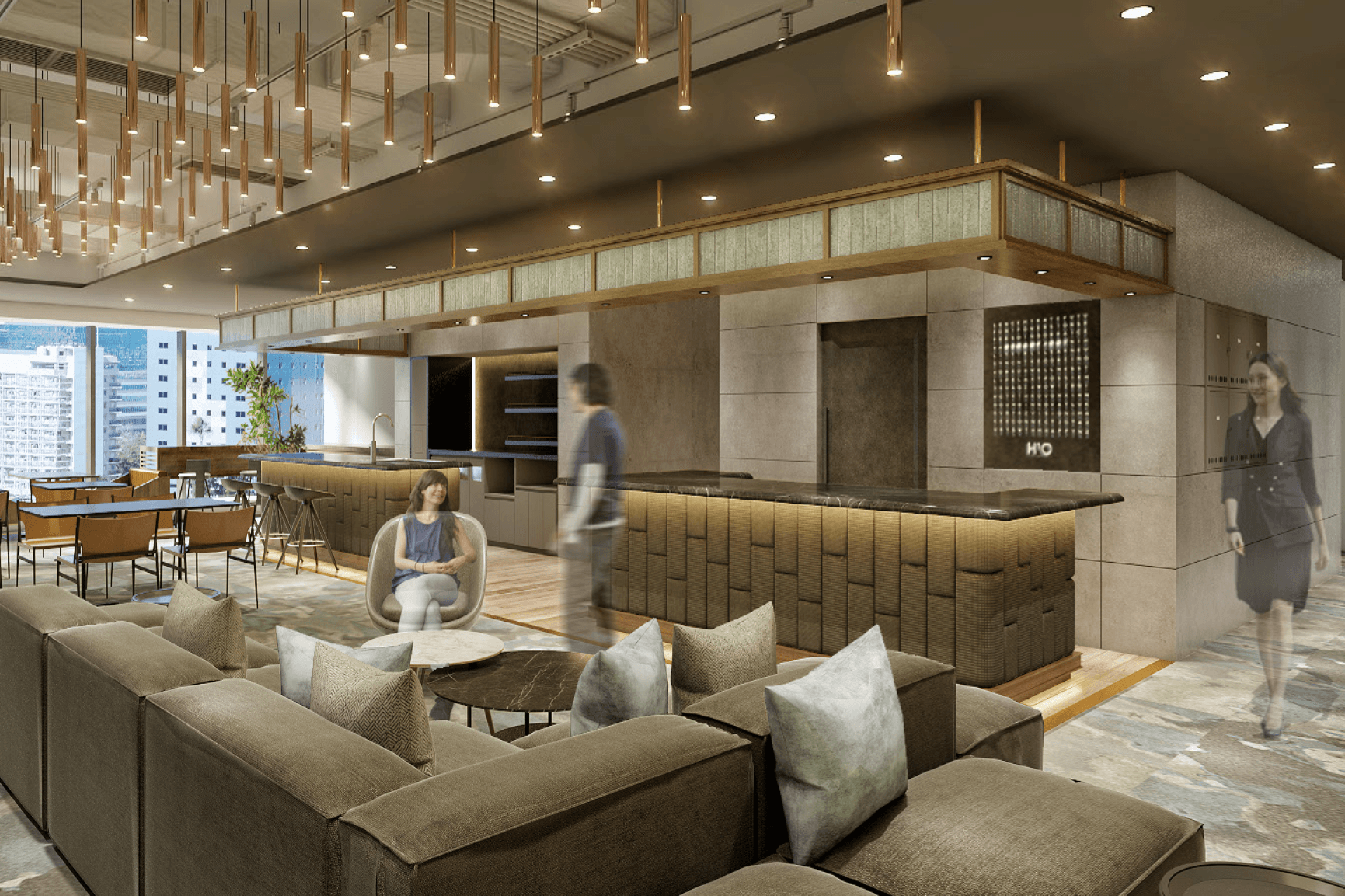 ラウンジ_共用ラウンジです。H¹Oオリジナルアロマを設置。快適な空間を提供いたします ※イメージ画像