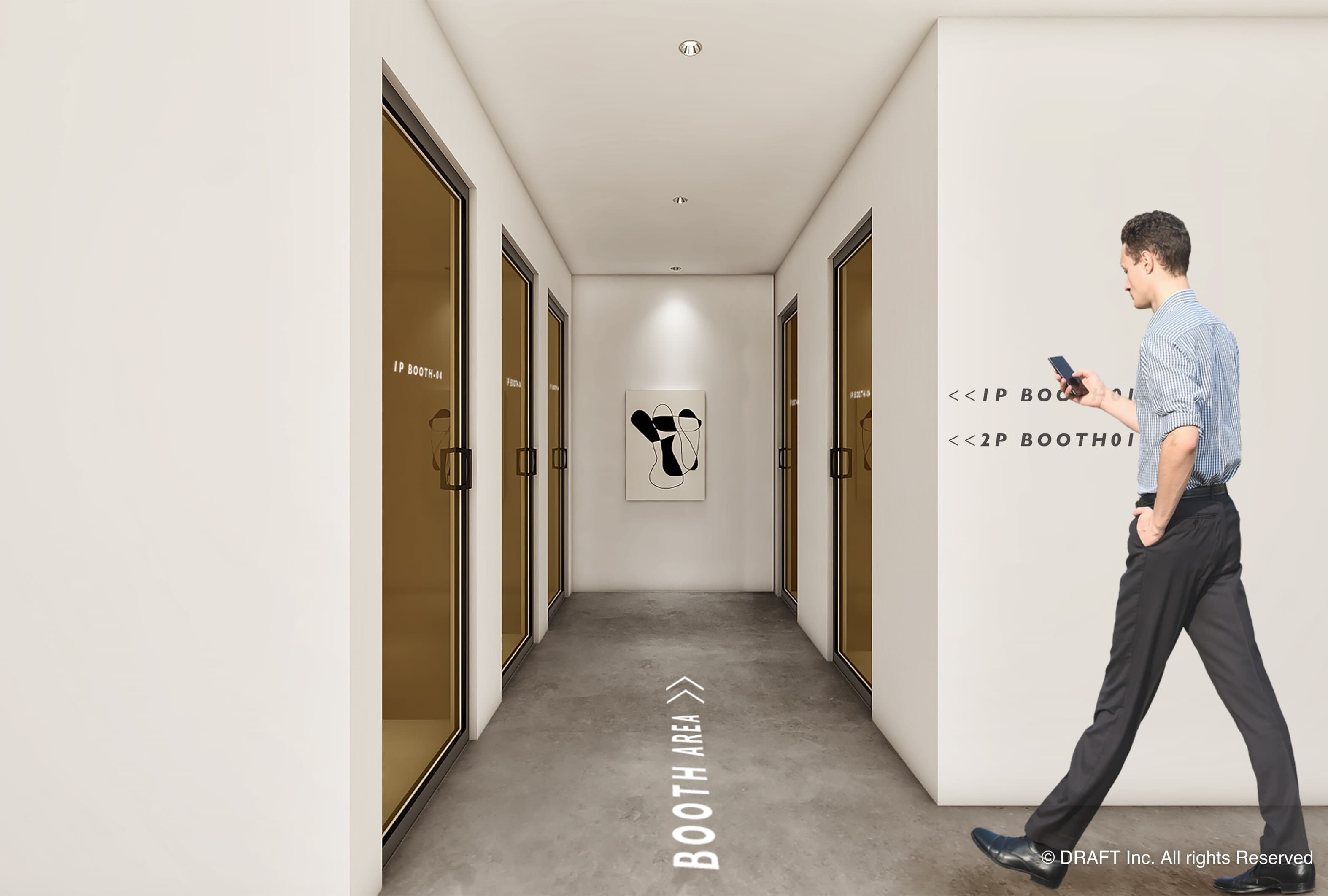 専有部_個室(セミプライベートオフィス)。セミプライベートオフィスは1名から利用できる完全個室で、オンライン会議等にも便利です。※画像はイメージです。