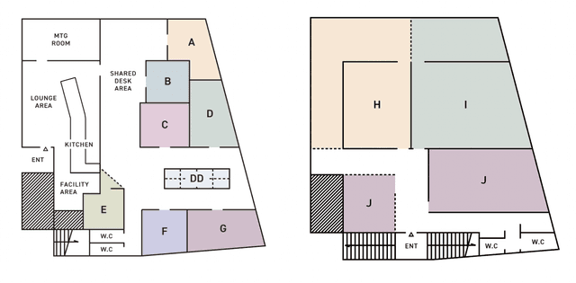 その他_フロアマップ。オフィスフロア全体の案内図です。©HAMMER by co-ba