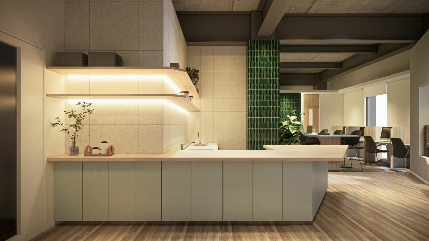 共有部_ラウンジ。カフェツールが充実しており、自由に利用できます。※画像はイメージです。