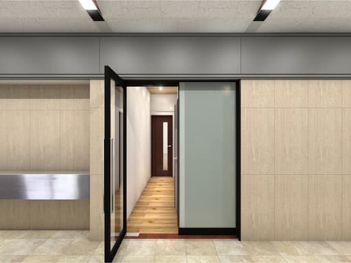 外観_エントランス。正面玄関と反対側にも玄関があります。