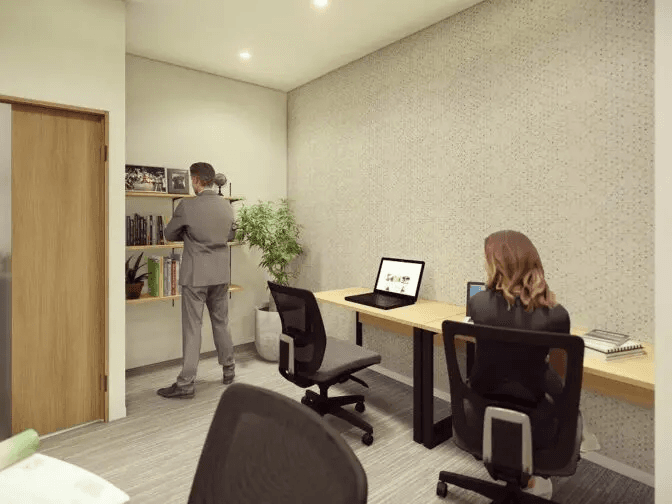 個室。家具付きのお部屋です。各室に専用ポストも用意されています。※画像はイメージです。©bizcomfort