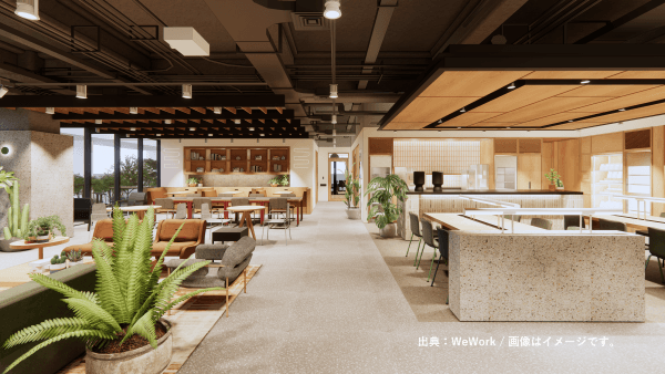 共有部_ラウンジ。広くて開放的なラウンジです。※写真はイメージです。© WeWork