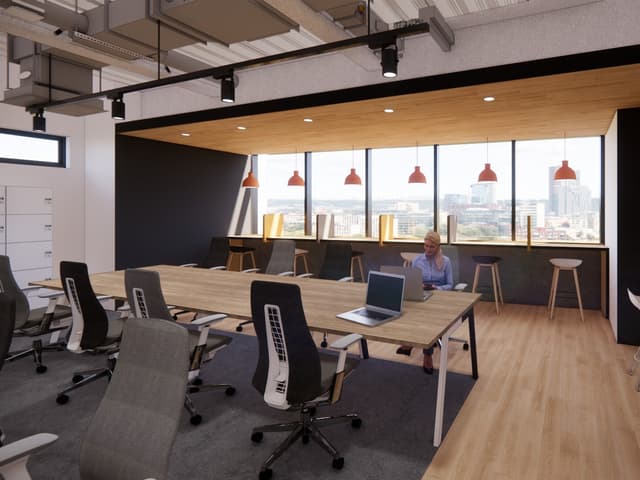 専有部からの眺望_南側の窓面が大きく、自然光の入るオフィスです。